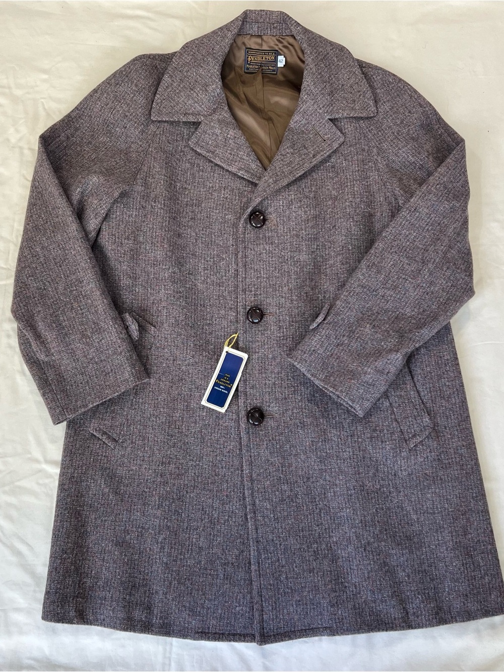 Vintage 1960s Pendleton Wool Tweed Overcoat Gray Tweed Men’s Size 42